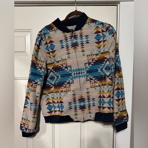 Pendleton Jacquard Zip Front Wool Bomber size medium